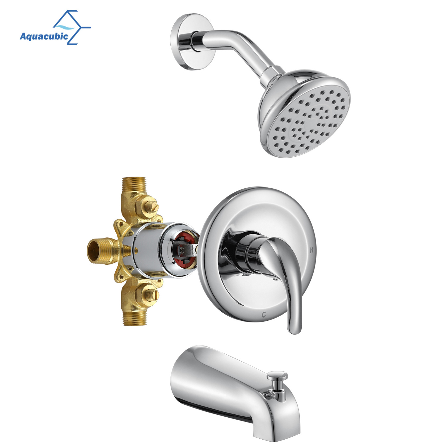 USA CUPC Wall Mounted Brass Body RV Bathroom Complete Tub Chrome Bath Shower Faucet Set