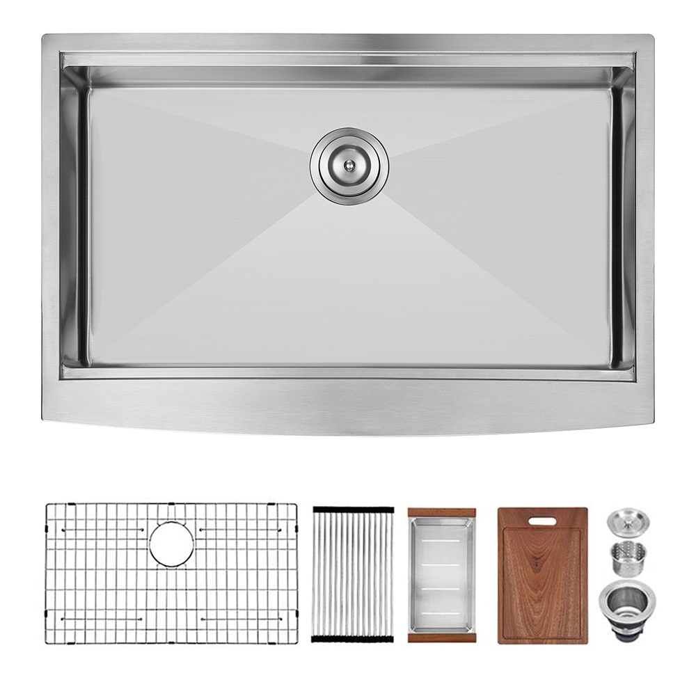 Aquacubic 33 inch UPC 304 Stainless Steel Handmade Apron Front Farmhouse Workstation Kitchen Sink