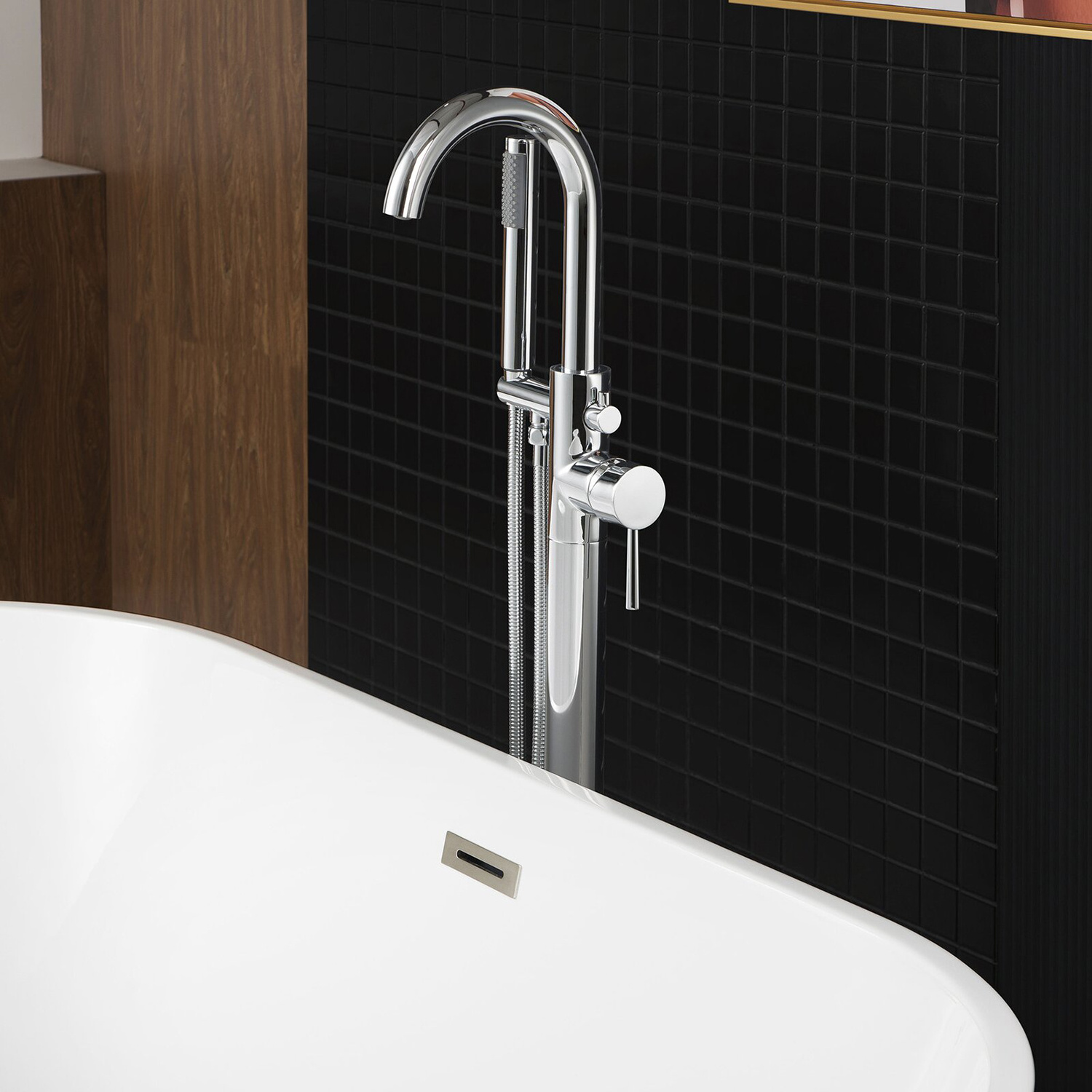 Aquacubic CUPC Certified Brass Floor Mounted Freestanding Bathtub Free Standing Tub Filler Faucet