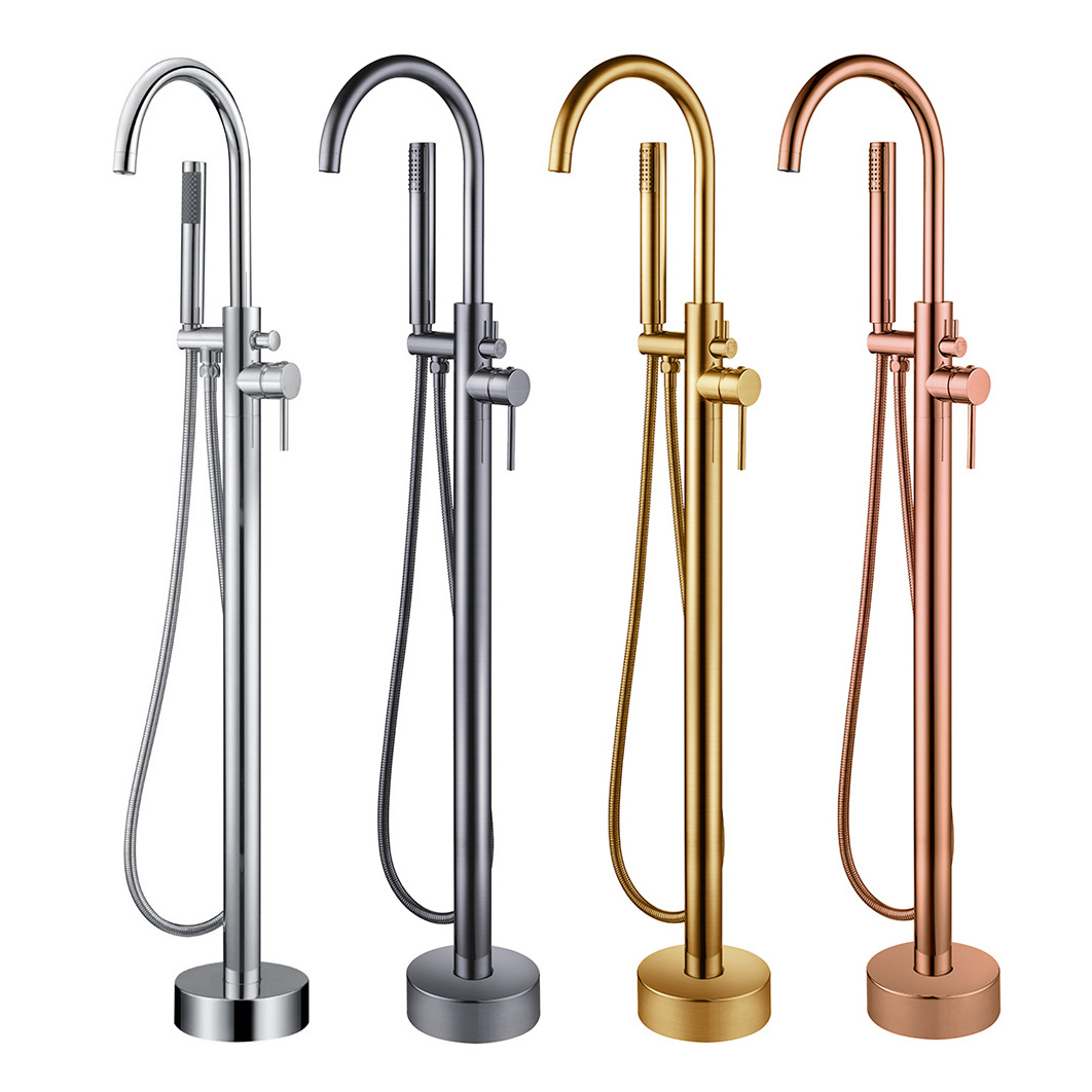 Aquacubic CUPC Certified Brass Floor Mounted Freestanding Bathtub Free Standing Tub Filler Faucet