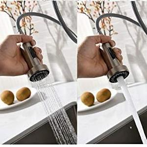 Aquacubic CUPC Pull Down Spring Sprayer Single Handle Flexible Brass / Stainless Steel Kitchen Faucet