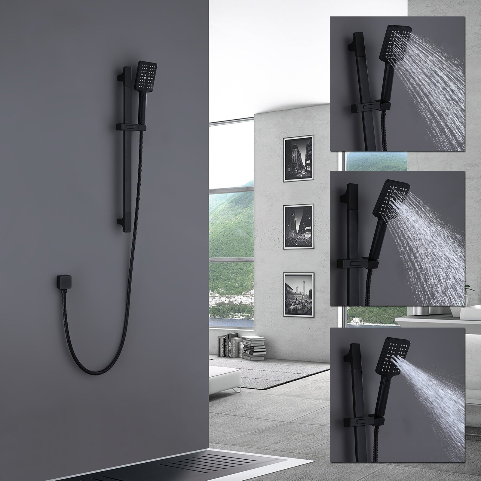 Aquacubic CUPC Certified Bath Shower Faucet Set Shower System with Sliding Bar