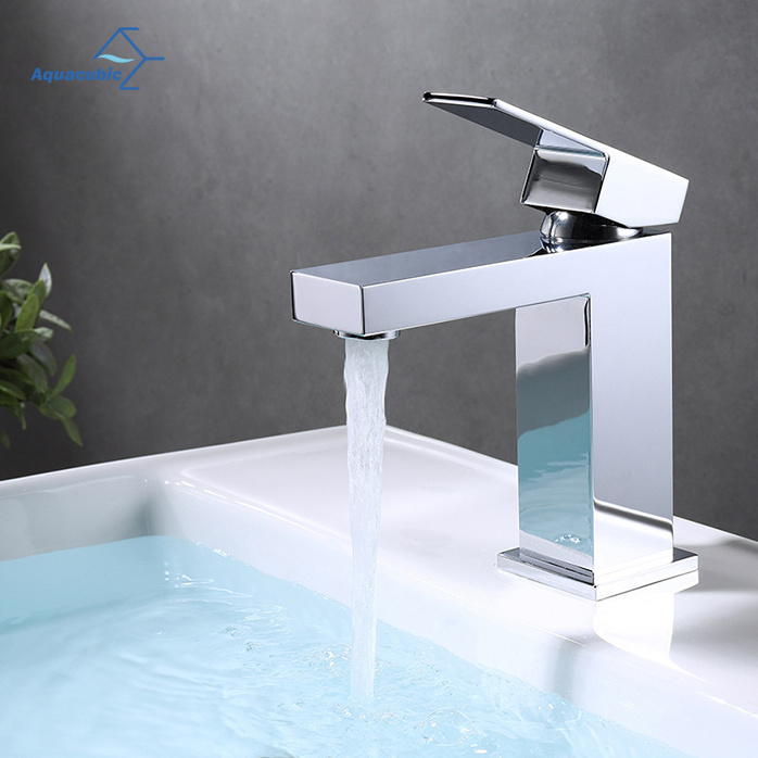 Aquacubic Real Heavy Duty cUPC UPC Solid Brass Single Hole Chrome Bathroom Basin Faucet delivery of cargo from U.S. storage