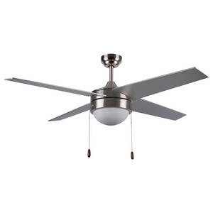 Aquacubic Pull Chain Frosted Glass Brush Nickel 4 Plywood Blades 52" LED Ceiling Fan with Light