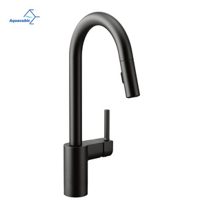 Modern Lead Free cUPC Metal Construction Matte Black Pull Down Single Hole Kitchen Faucets