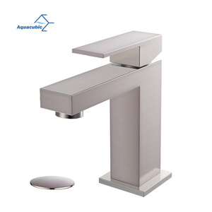 Aquacubic Solid Brass cUPC UPC deck mounted Brushed Nickel water wash hand square basin faucet