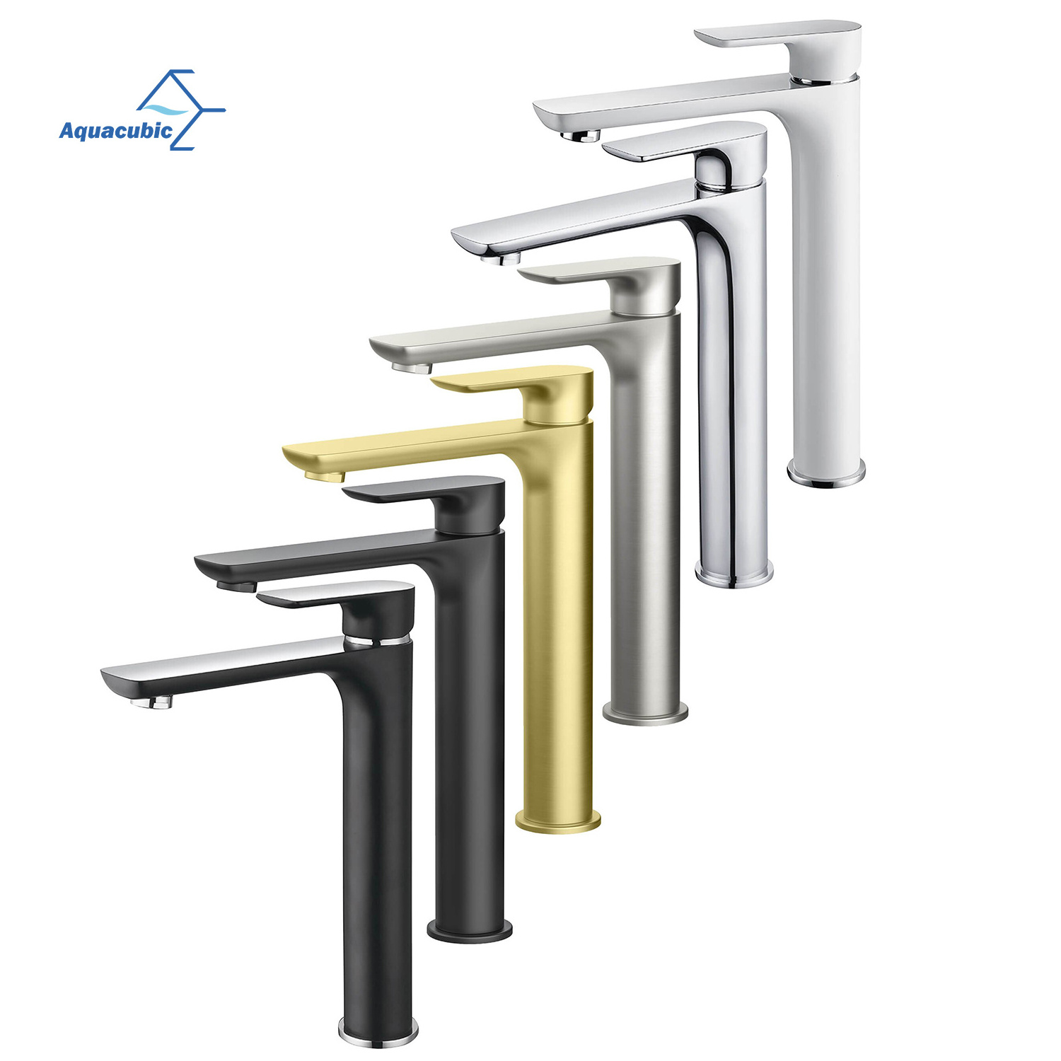 Aquacubic RV Lavatory Vanity Faucet Basin Mixer Tap Solid Brass Body Vessel Sink Faucet cUPC Tall Bathroom Faucet