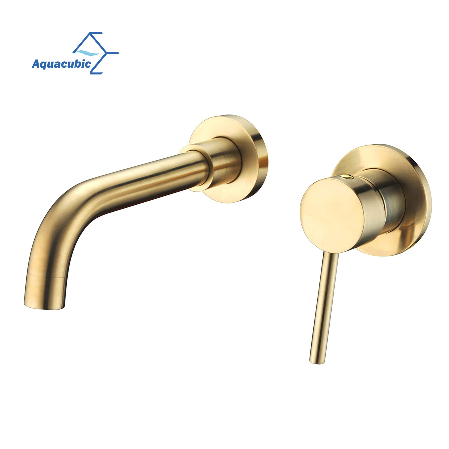 Aquacubic hot selling Brushed Gold Wall Mount Brass Bathroom Basin Faucet