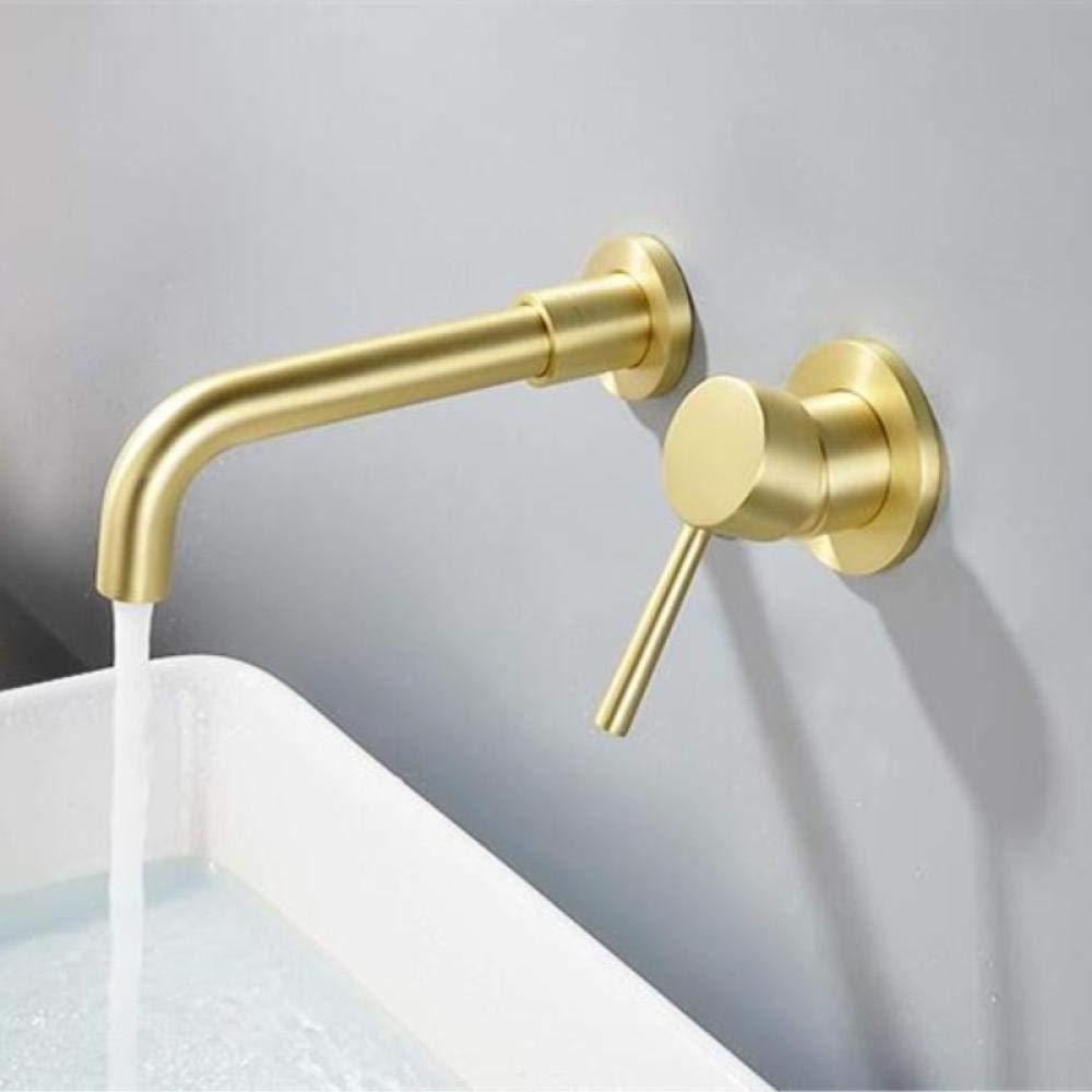 Aquacubic hot selling Brushed Gold Wall Mount Brass Bathroom Basin Faucet