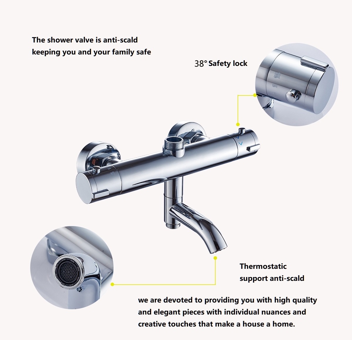 Hotel Bathroom Thermostatic control Bar Valve Diverter Thermostatic Shower mixing valve