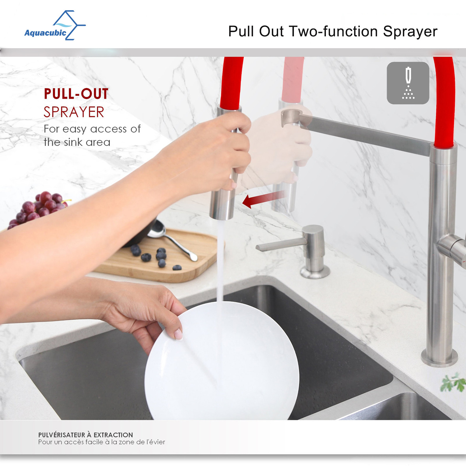 Top Sale Long Silicone Neck single handle Brass body flexible hose Kitchen Faucet