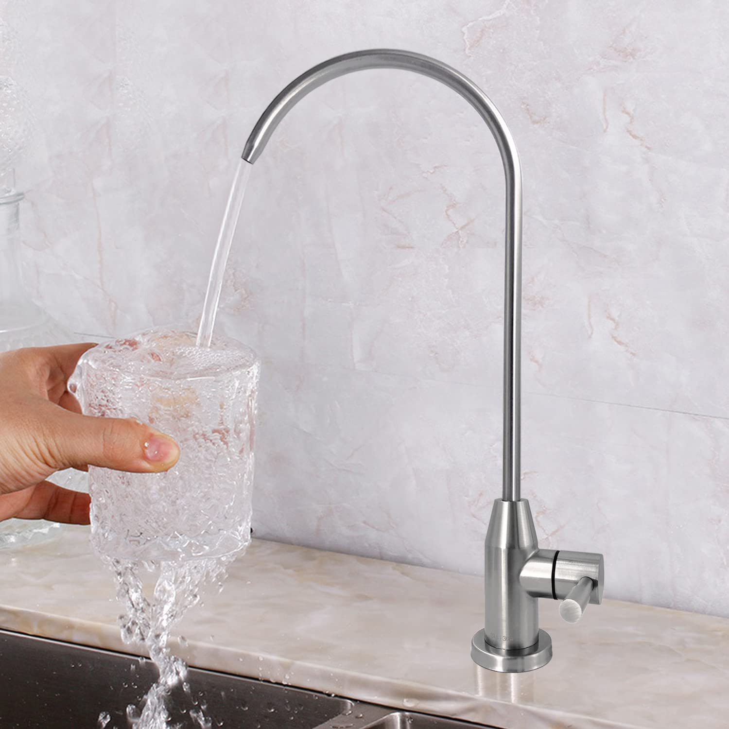 Aquacubic Bar Cold Water Faucet Single Handle Drinking Water Faucet with Gooseneck