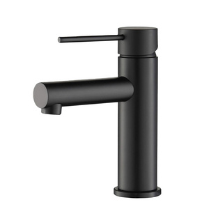 Hot sale Modern Matte Black Single Hole Solid brass construction Bathroom sink Faucets