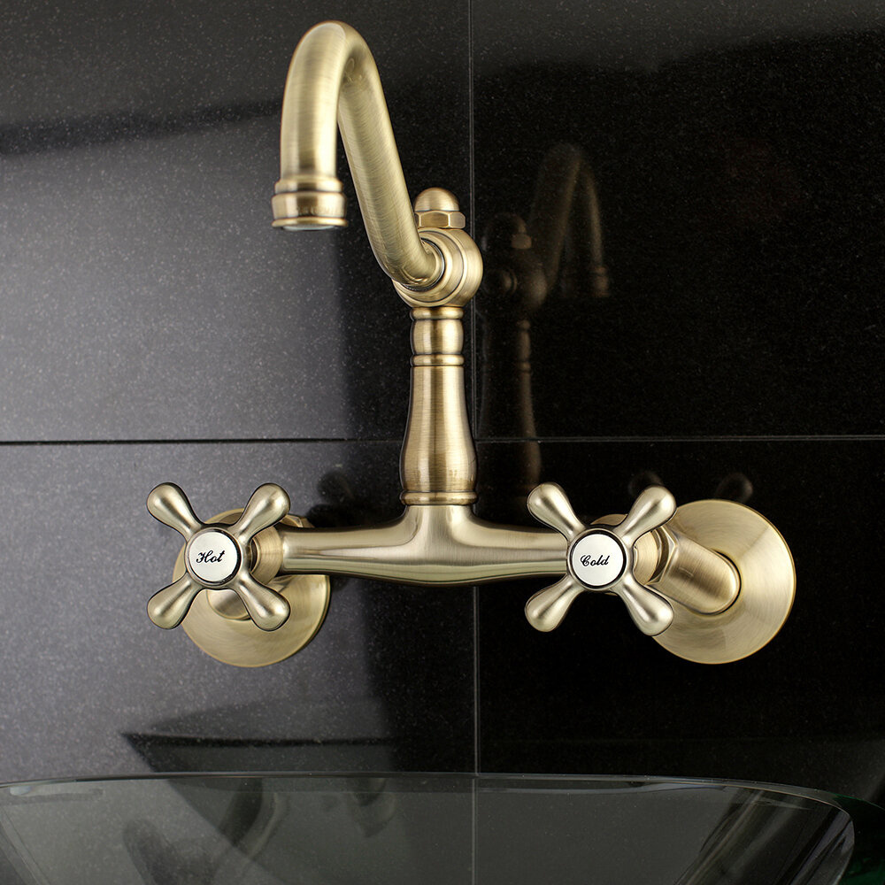 High Quality China Factory CUPC Bridge Double Handle Antique Vintage Brass Bathroom Faucet