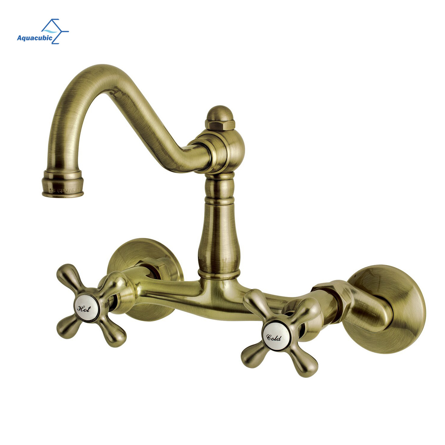 High Quality China Factory CUPC Bridge Double Handle Antique Vintage Brass Bathroom Faucet