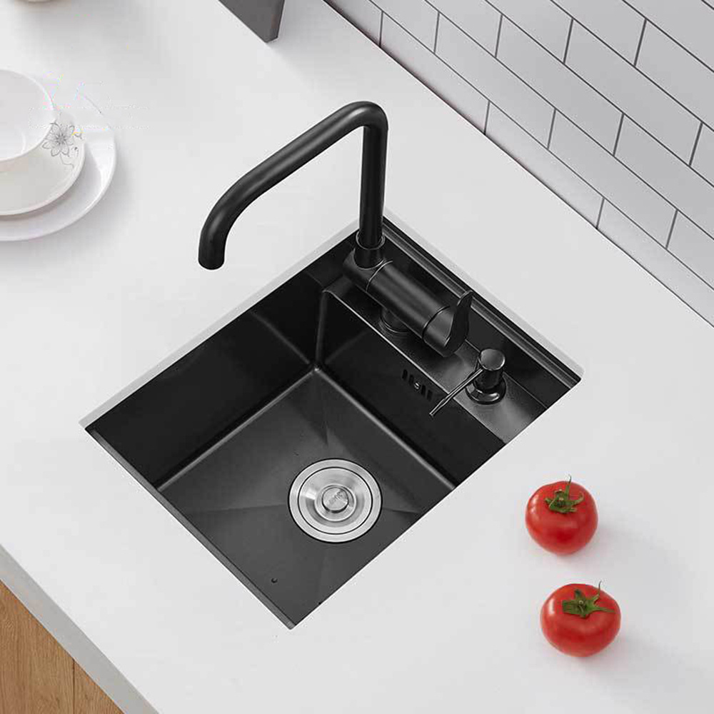 Black Hidden Sink Stainless Steel Handmade Concealed Bar sink With Intelligent Flip Cover Lifting Faucet