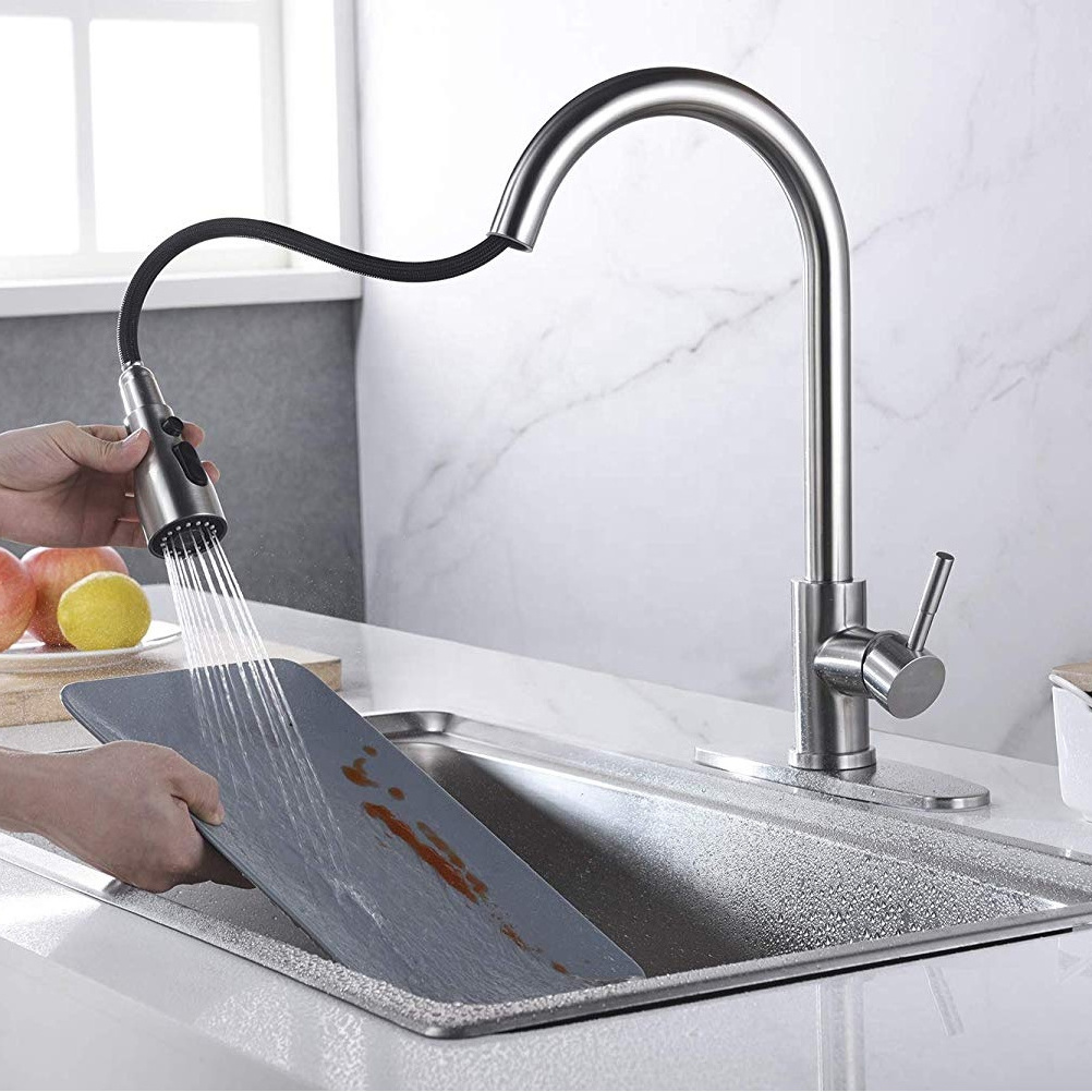 Antique Dual function Sink Pull Out Taps Brass Tap Brushed Nickel Color Mixer Kitchen Faucet