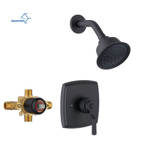 Aquacubic wall mount Single-Handle Matte Black Round shower valve trim kit