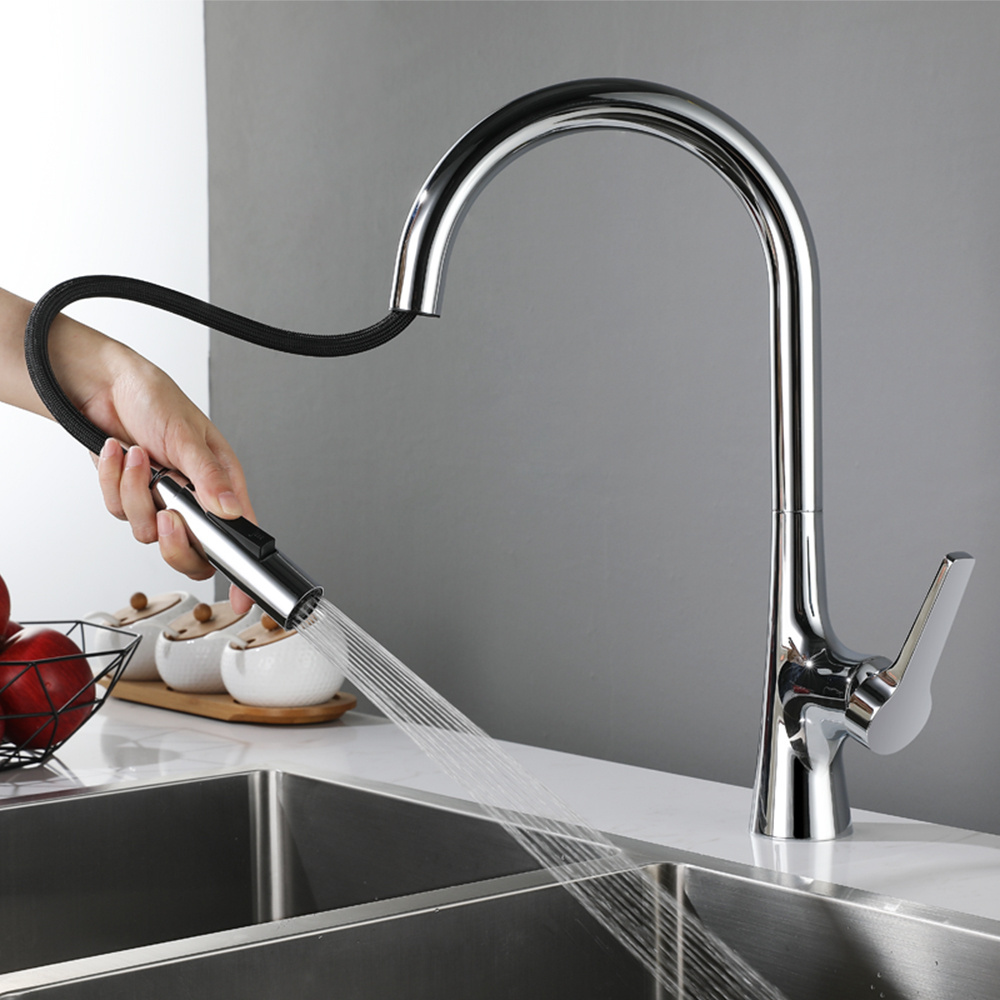 Aquacubic Fashionable Commercial Restaurant Flexible Sink Kitchen Faucet With Pull Down Spray Head