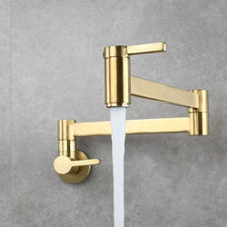 Aquacubic Classic wall mount Folding Rotating Handle Dual-cartridge Brass Body Foldable Kitchen Faucets