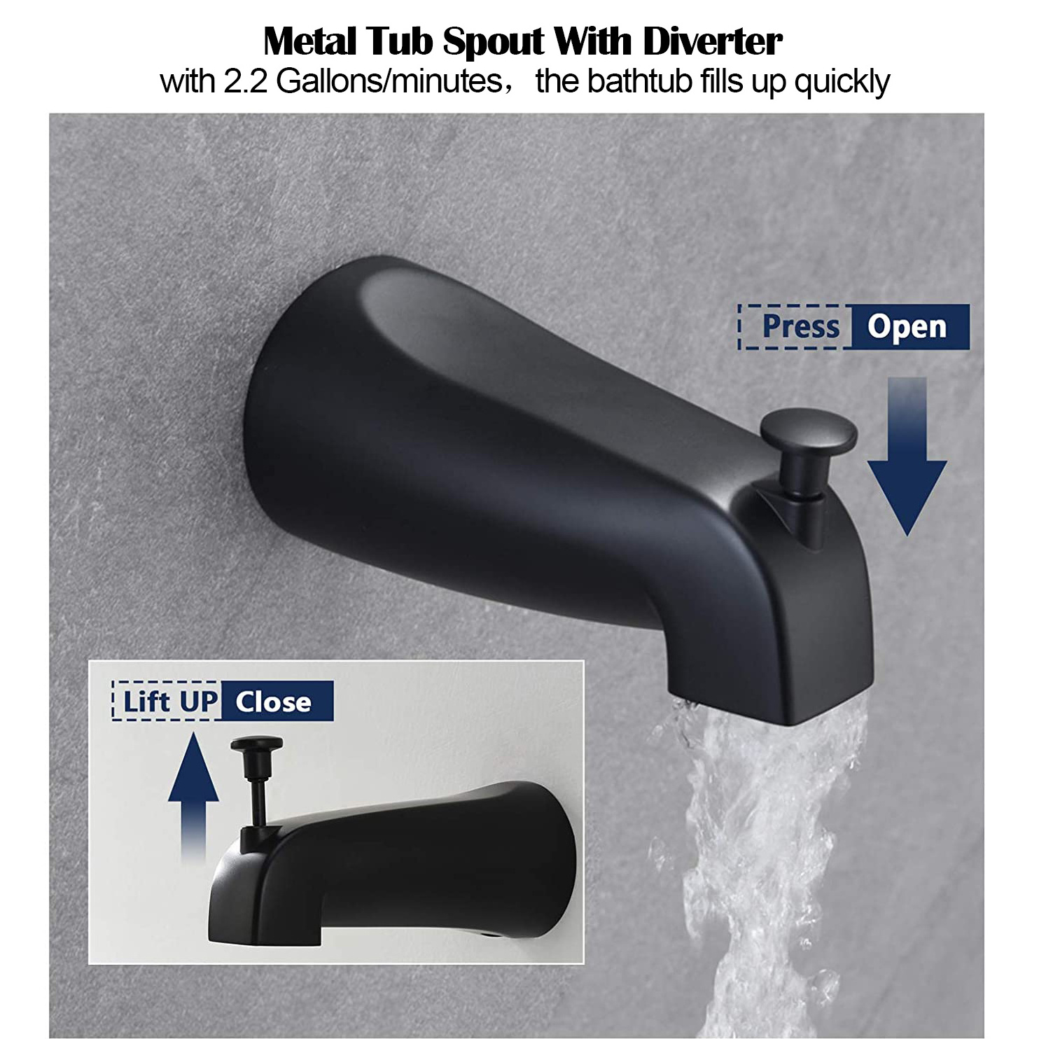 Aquacubic cUPC Multi-function Matte Black Wall Mounted Bathroom Shower Bathtub Faucet Mixer System Set