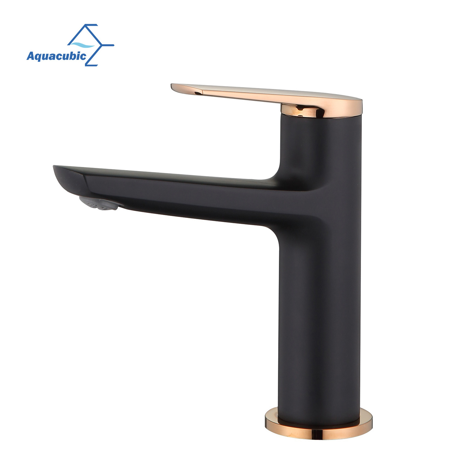 Aquacubic Fancy Design Black and Gold Faucet Bathroom Basin Single Handle Luxury Bathroom Sink Faucet