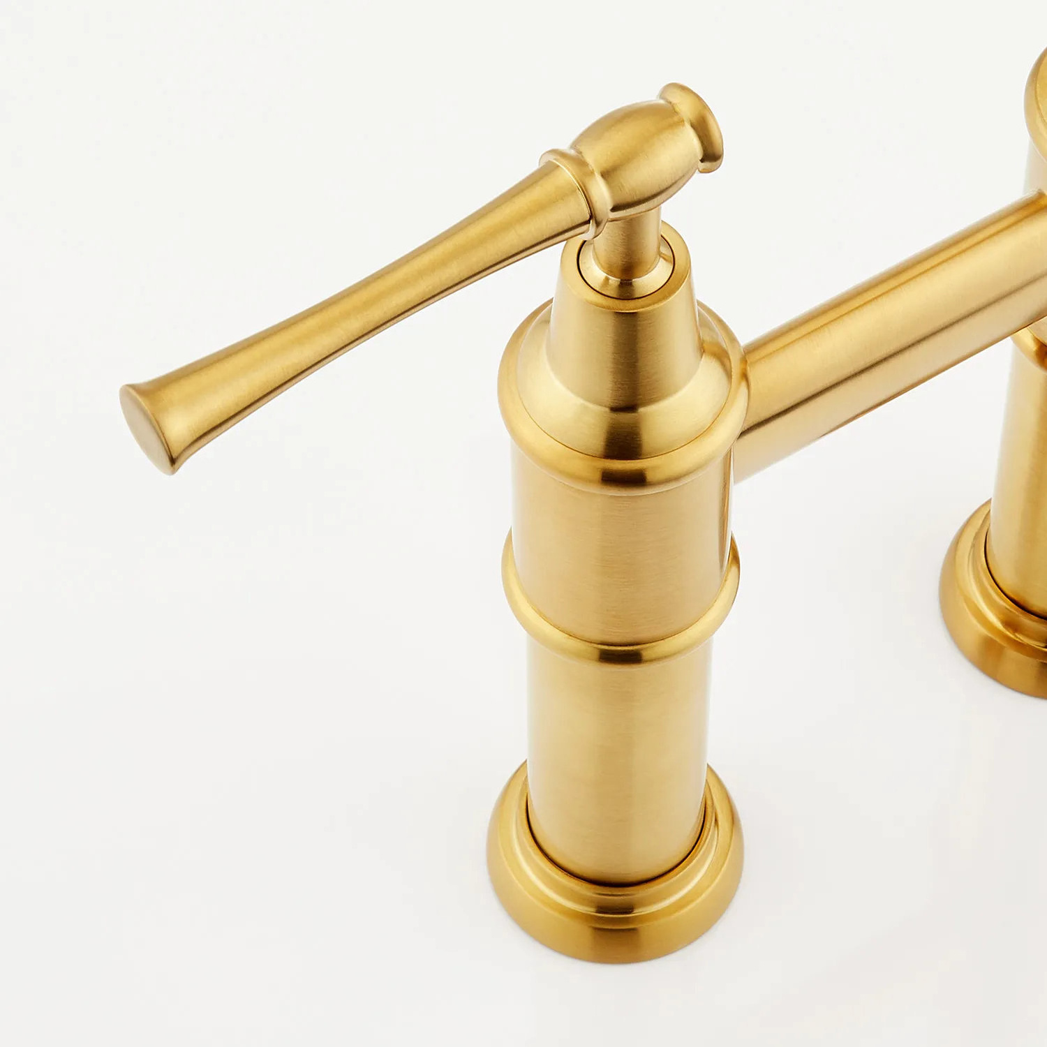 Aquacubic 3 Hole Brass Brushed Gold Bridge Kitchen Faucet with Dual Function Pull Down Sprayer