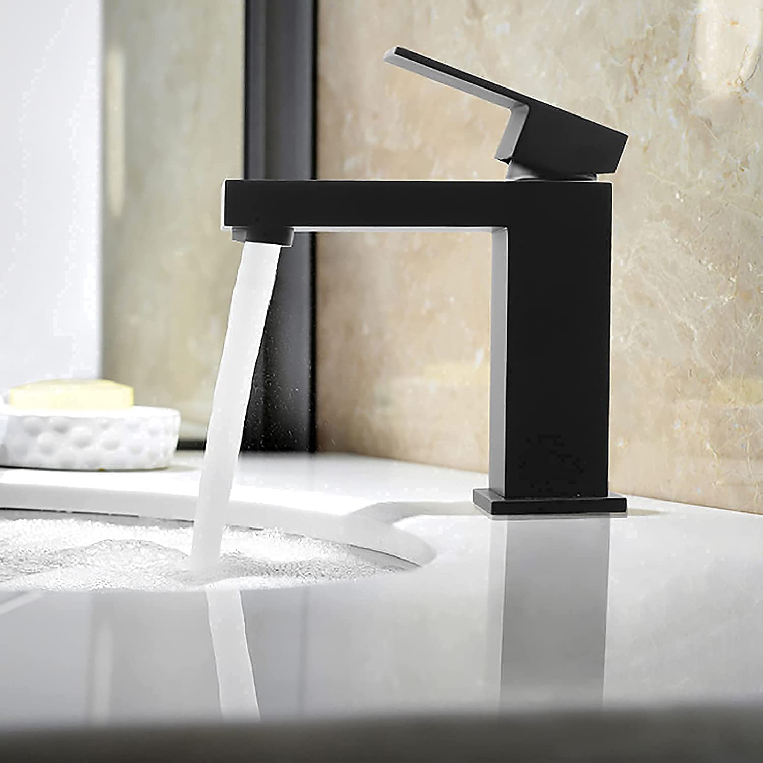 Modern cUPC Matte Black Stainless Steel Single Handle Bathroom Faucet with Single Hole