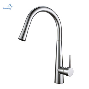 Faucet Manufacture Lead Free Brass Single Handle Chrome Pull-down Kitchen Faucet