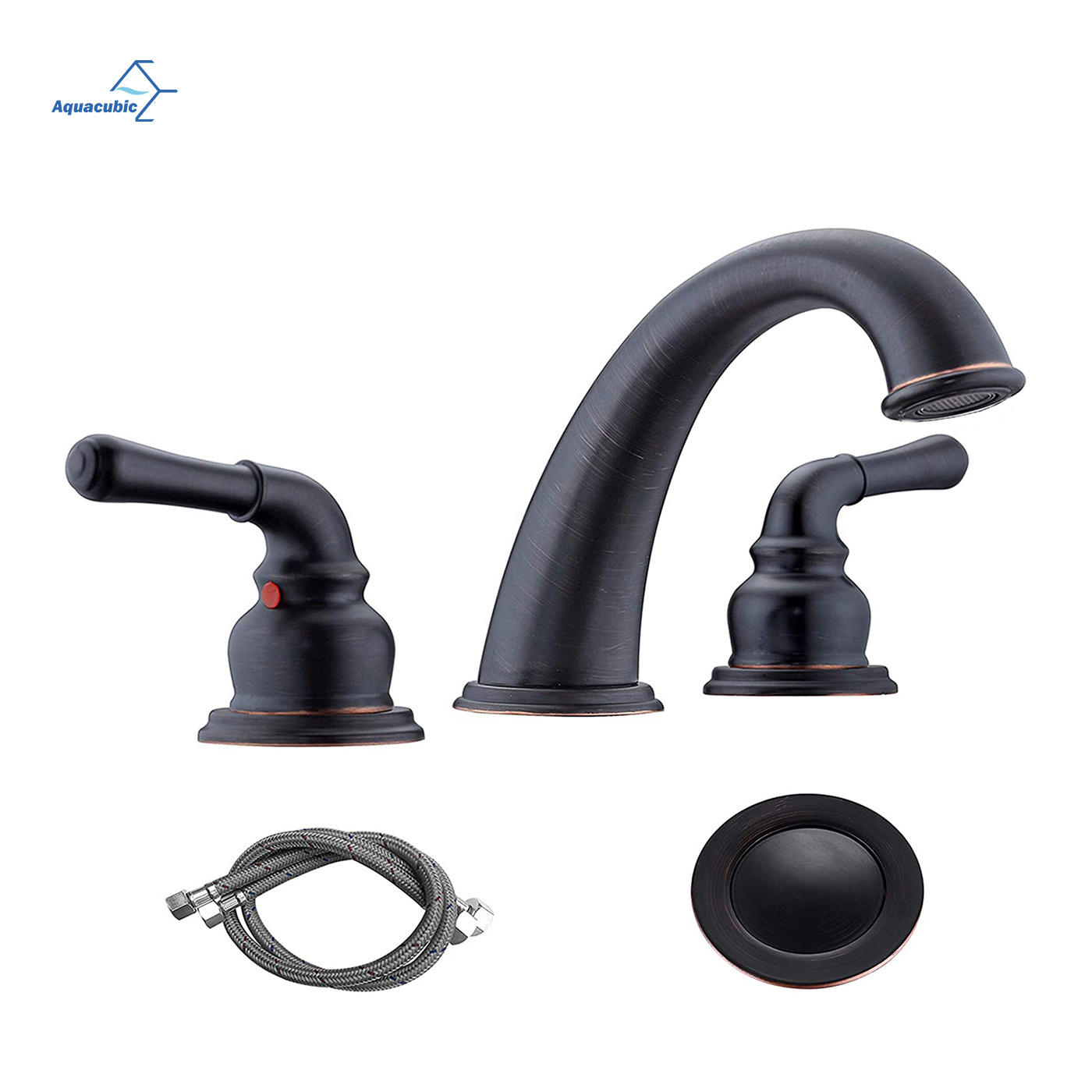 Manufacture Commercial 3 Holes 2 Handles Brass Oil Rubbed Bronze Widespread Lavatory Bathroom Faucet