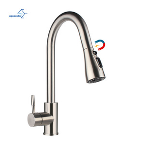 Aquacubic cUPC Certified Magnetic Sprayer Head 3 Function Deck Mounted Kitchen Faucet