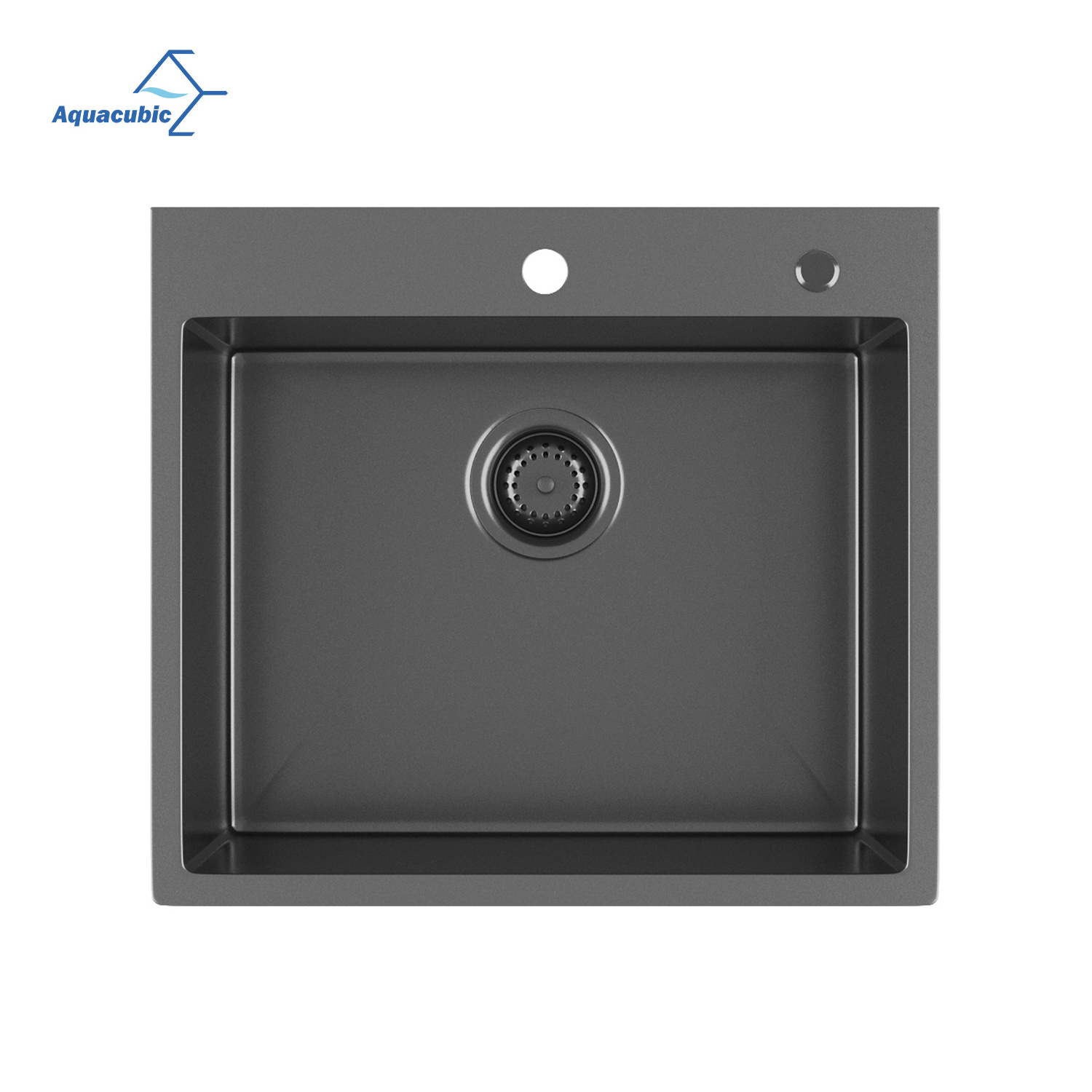 Nano Black Topmount Kitchen Sink Black Drop in Kitchen Sink, Lucky 16 Gauge Stainless Steel with 2 Holes Modern