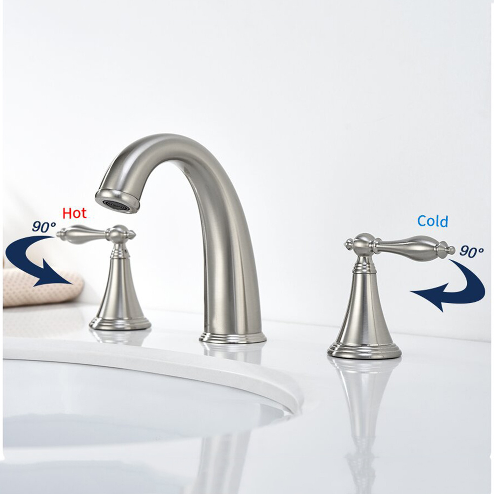 American Brushed Nickel Color bathroom faucet 3 hole 2 handle faucet with NSF