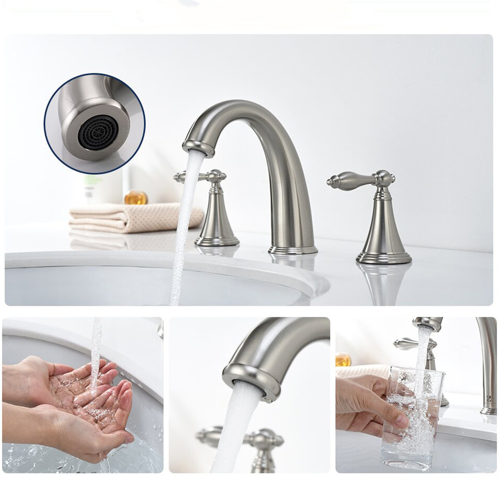 American Brushed Nickel Color bathroom faucet 3 hole 2 handle faucet with NSF