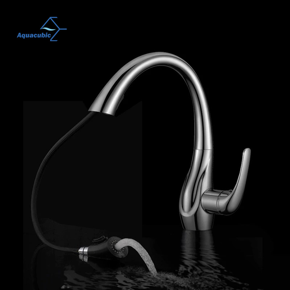 Aquacubic Gold Swan Neck Kitchen Faucet Popular in American Faucet Manufacturer