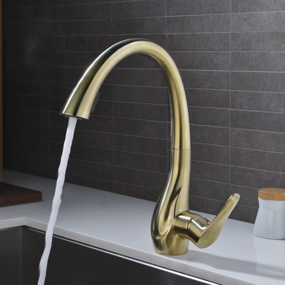 Aquacubic Gold Swan Neck Kitchen Faucet Popular in American Faucet Manufacturer