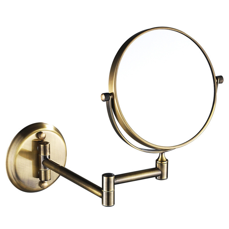 Aquacubic Oil Rubbed Bronze Hotel Wall Mounted Extendable Cosmetic Folding Round Magnifying Makeup Mirror