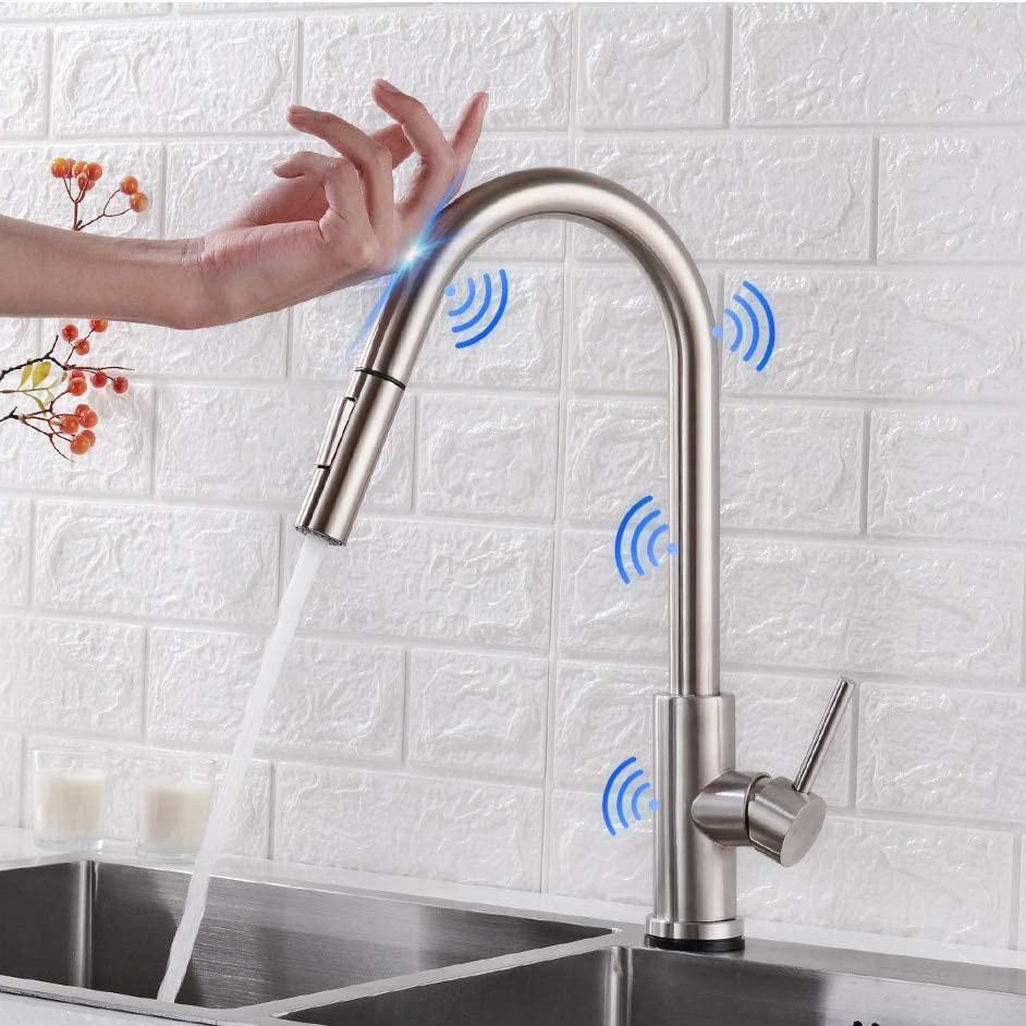 Aquacubic cUPC 304 Stainless Steel touch sensor kitchen faucet with Pull Down Sprayer