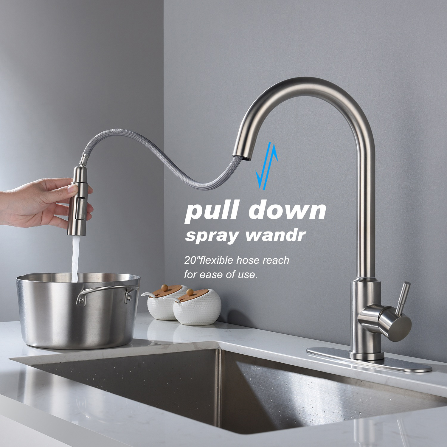 Aquacubic cUPC Touch Kitchen Faucet Electronic cupc Hand Wash Sink Mixer Tap with Pull Down Sprayer