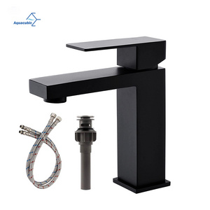 Top Branded 304 Stainless Steel Basin Tap Factory Lead-free Black Bathroom Faucet