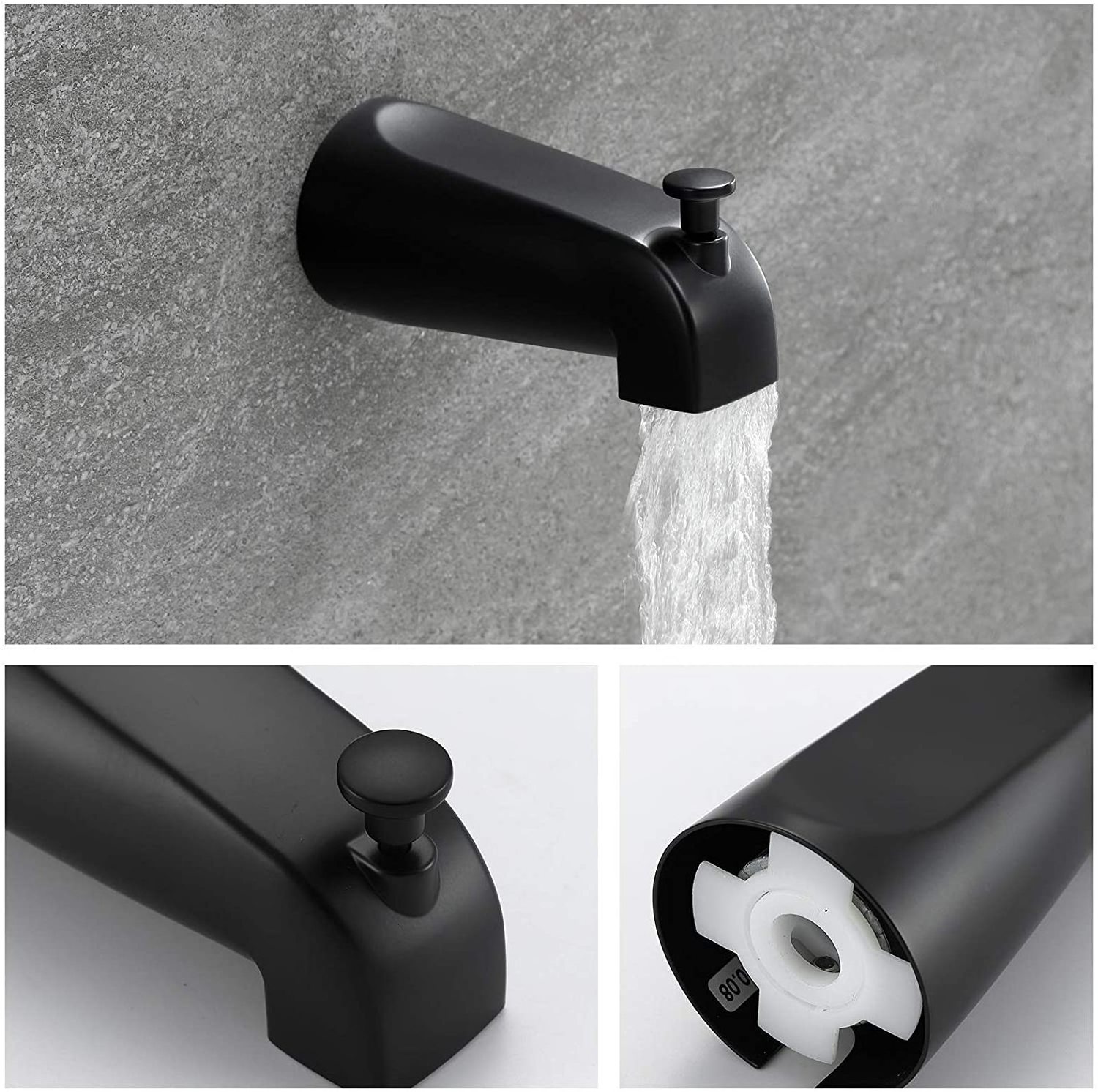 USA warehouse delivery Wall Mounted Black Bathroom Shower Faucets with Pressure Balance Valve and tub spout