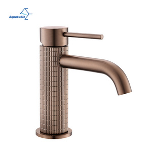 Nordic New design knurling faucet 100% Brass Rose gold Wash Basin Faucet Bathroom Mixer tapware Faucets