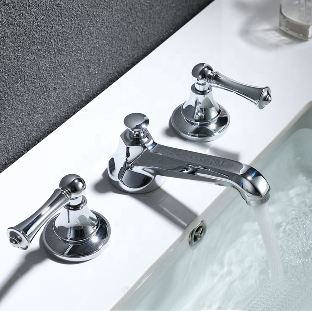 Hot sale modern design 3 holes long spout widespread bathroom faucet