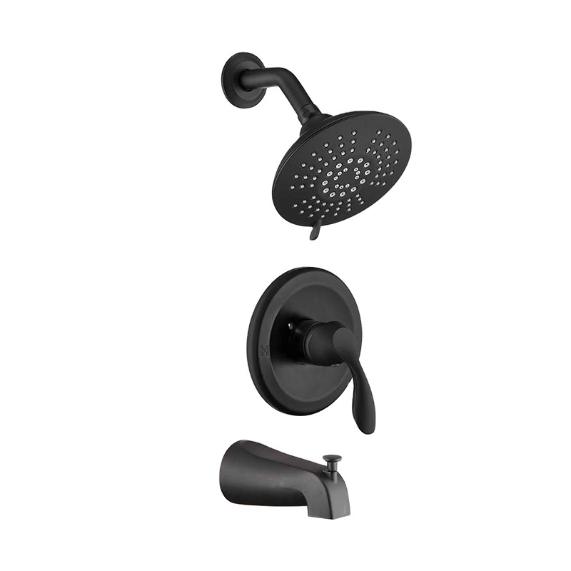 Aquacubic Matte Black UPC Single Handle Wall Mount Shower Faucet Trim Kit