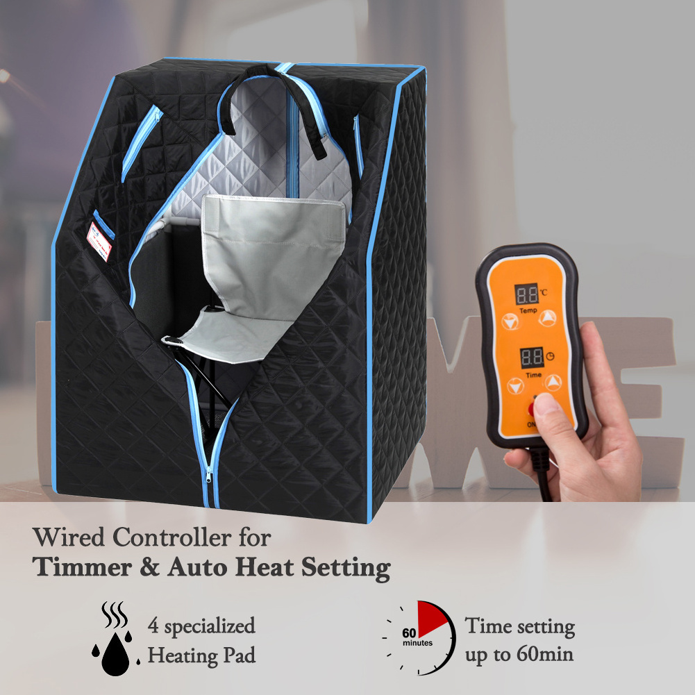 One Person Portable Infrared Sauna Tent Home Remote Control Sauna Chair 9-Gear Temperature control