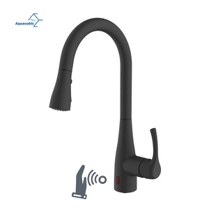 Touchless Solid Brass Pull Down Kitchen Faucets Lead-Free Sensor Automatic Kitchen Faucet With 3 Setting Sprayer