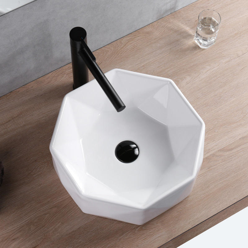 Public Ceramic Sanitary Ware Counter top Fancy Diamond design Vanity Wash Basins Bathroom Sink Art Basin