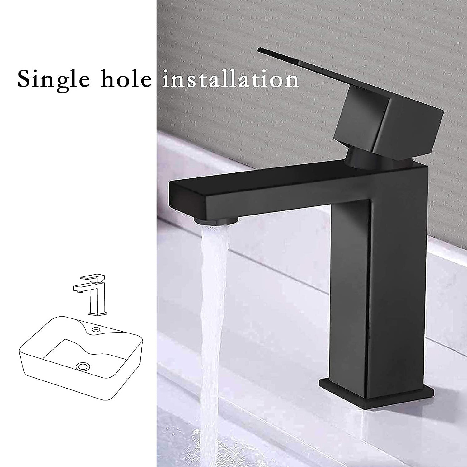 Top Branded 304 Stainless Steel Basin Tap Factory Lead-free Black Bathroom Faucet