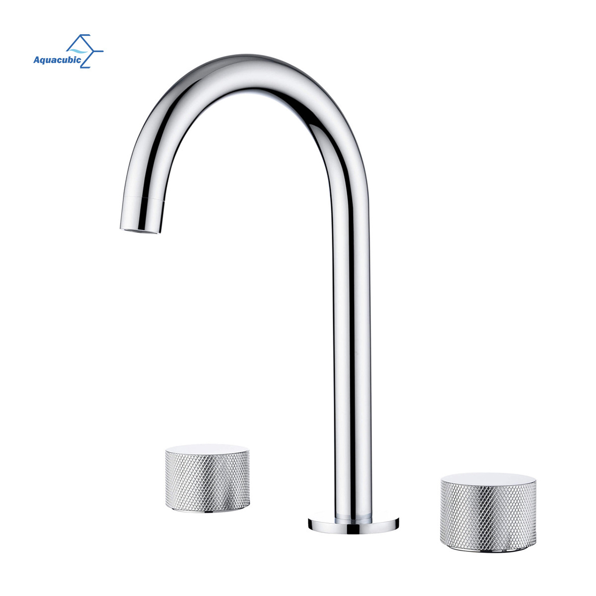 Water Faucet Mixer Tap Hot Cold Deck Mount Single Knurled Handle Three Hole Washbasin Bathroom Basin Swivel Knurling Knob Design