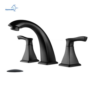 Aquacubic High End Triple Holes Deck Mount UPC Lavatory Widespread Brass Body Bathroom Basin Faucet